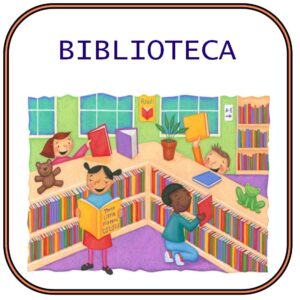 dibujo libros y niños en el centro leyendo
